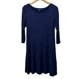 Hilary Radley Navy Blue Long-Sleeve Jersey Dress, Medium
